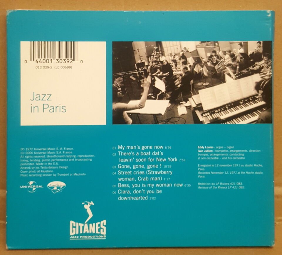 EDDY LOUISS & IVAN JULIEN - PORGY & BESS (1971) - CD 2000 GITANES JAZZ / JAZZ IN PARIS SERIES DIGIPACK 2.EL