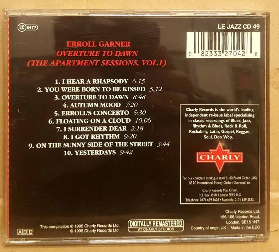ERROLL GARNER - OVERTURE TO DAWN (THE APARTMENT SESSIONS VOL 1) - CD COMPILATION 2.EL