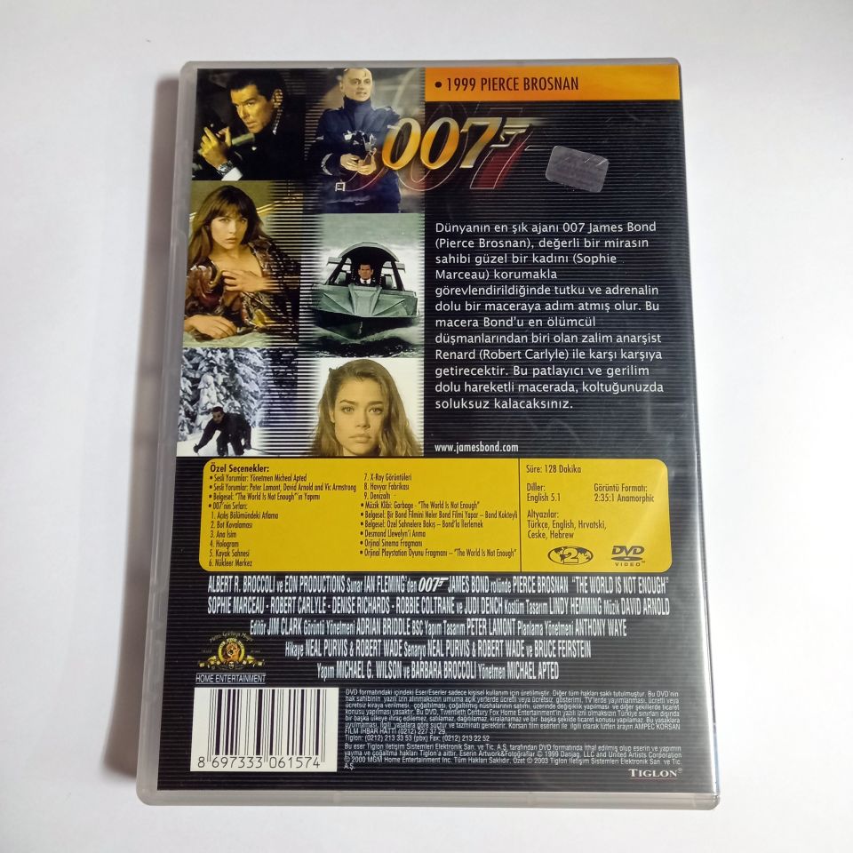 THE WORLD IS NOT ENOUGH - DÜNYA YETMEZ - PIERCE BROSNAN, SOPHIE MARCEAU, YÖN.: MICHAEL APTED  - DVD 2.EL