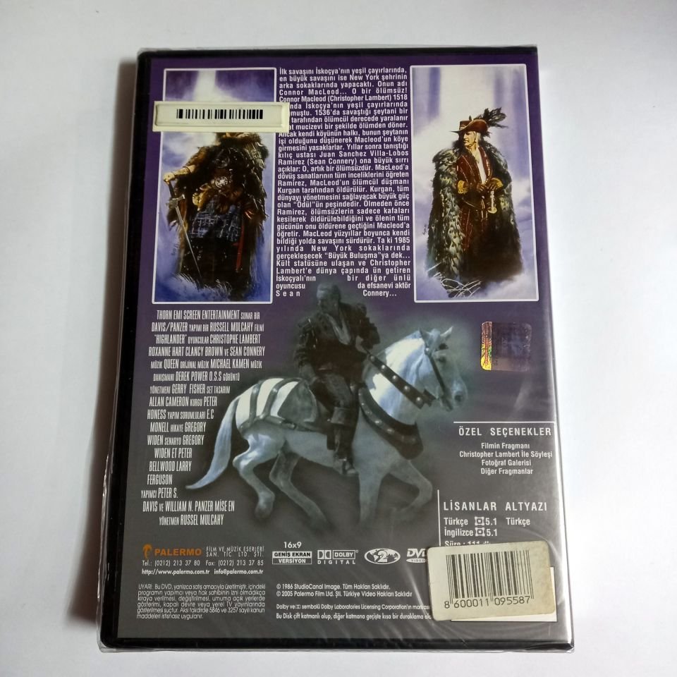 İSKOÇYALI - HIGHLANDER - CHRISTOPHER LAMBERT, SEAN CONNERY, YÖN.: RUSSEL MULCAHY - DVD AMBALAJINDA SIFIR