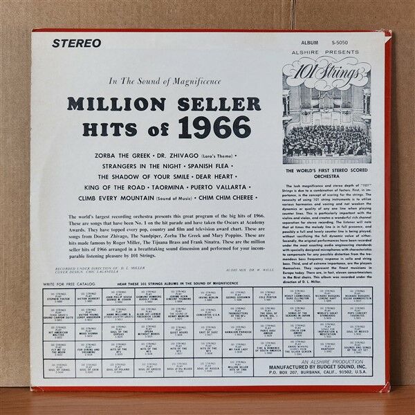 101 STRINGS – MILLION SELLER HITS OF 1966 (1966) - LP 2.EL PLAK