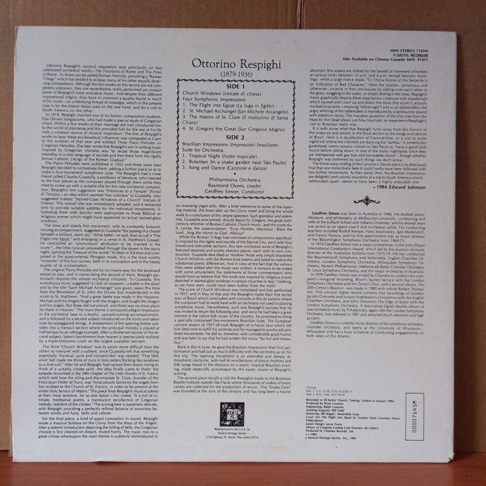 CHURCH WINDOWS: FOUR SYMPHONIC IMPRESSIONS / BRAZILIAN IMPRESSIONS: SUITE FOR ORCHESTRA (1985) - LP 2.EL PLAK