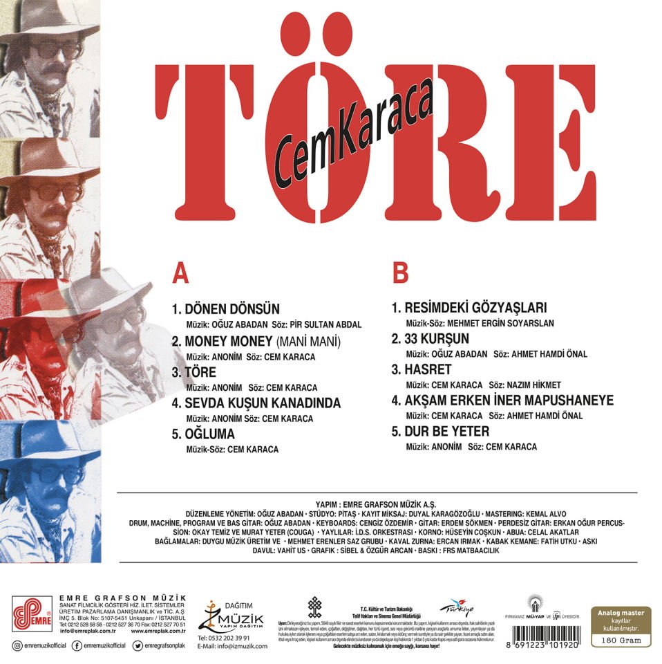 CEM KARACA - TÖRE (1988) - LP 180GR V2024 BASIM SIFIR PLAK