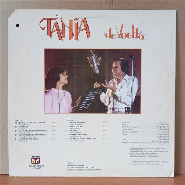 TANIA – DE VUELTA (1986) - LP 2.EL PLAK