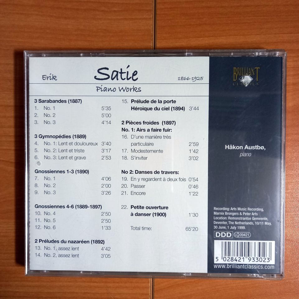 SATIE - HAKON AUSTBO – GYMNOPEDIES GNOSSIENNES SARABANDES (1999) - CD 2.EL