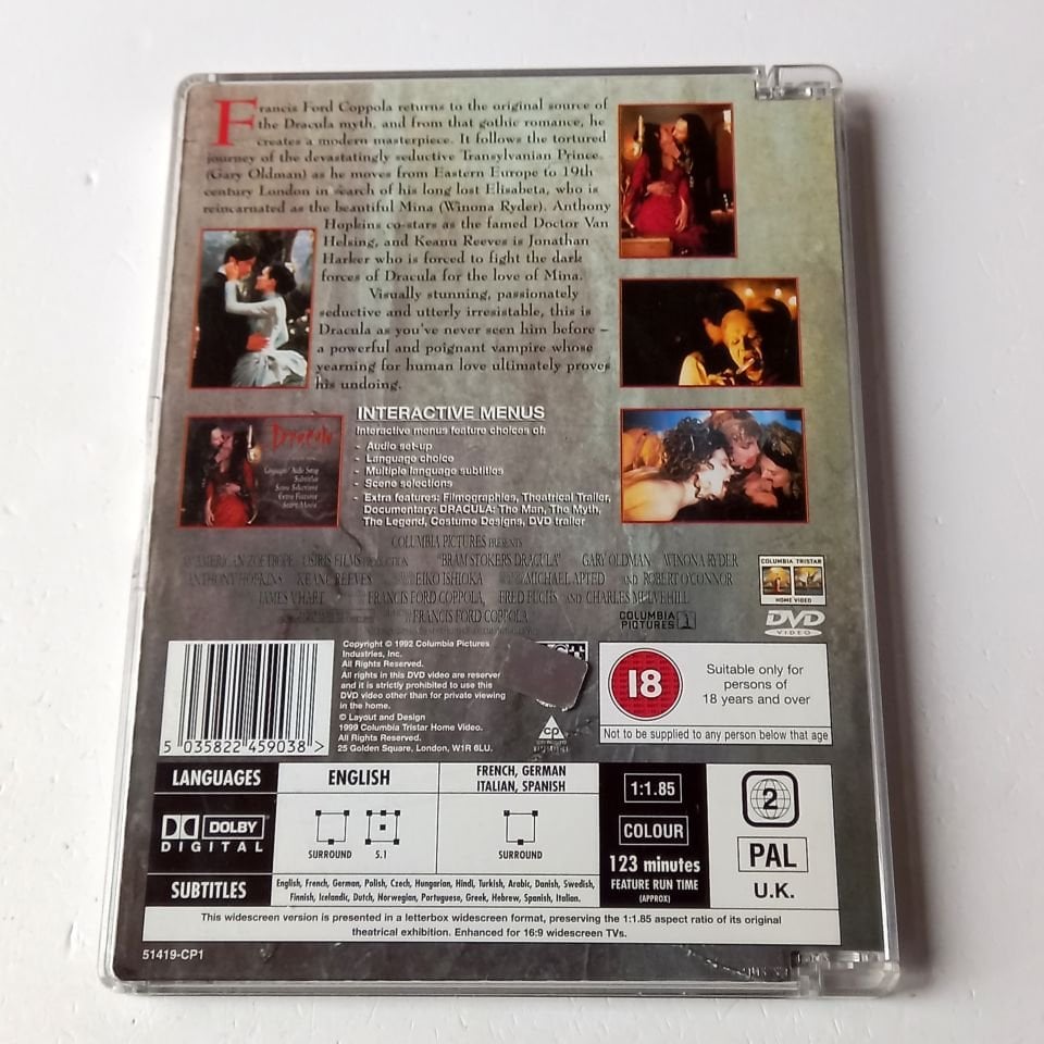 DRACULA - GARY OLDMAN, WINONA RYDER, ANTHONY HOPKINS, KEANU REEVES - YÖN.: FRANCIS FORD COPPOLA - DVD SUPER JEWEL CASE 2.EL