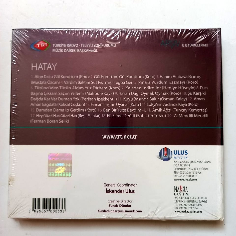 HATAY / İL İL TÜRKÜLERİMİZ / TRT ARŞİV SERİSİ 38 - CD SIFIR