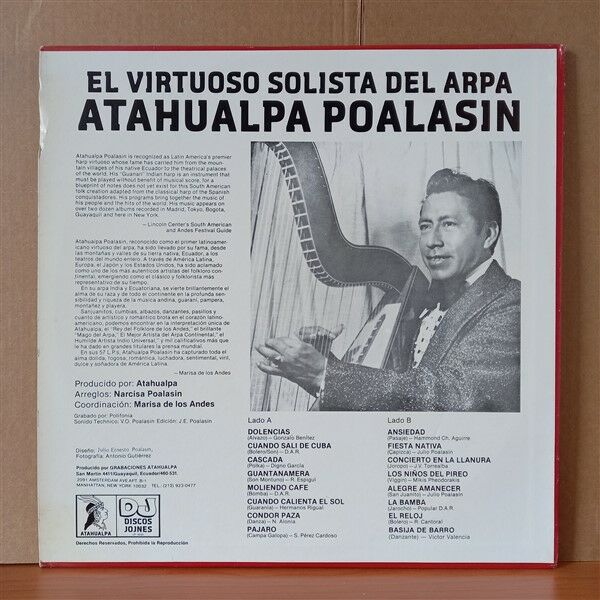ATAHUALPA POALASIN – EL VIRTUOSO SOLISTA DEL ARPA - LP 2.EL PLAK
