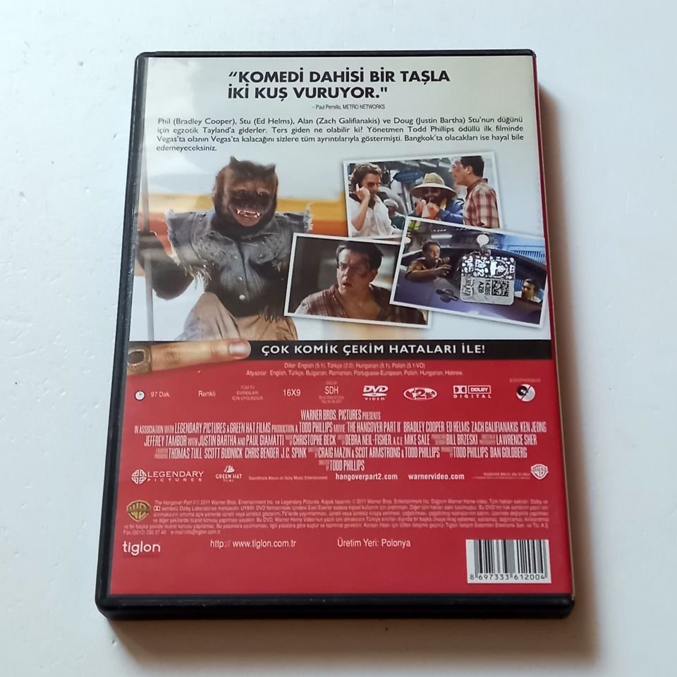 THE HANGOVER PART II / FELEKTEN BİR GECE DAHA - BRADLEY COOPER, ED HELMS, ZACH GALIFIANAKIS - YÖN.:TODD PHILLIPS - DVD 2.EL