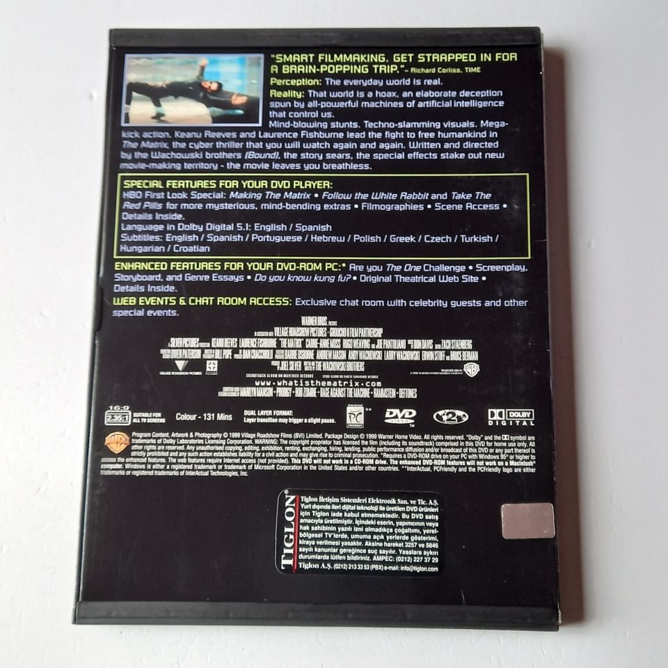 THE MATRIX - KEANU REEVES, LAURENCE FISHBURNE, CARRIE-ANNE MOSS - YÖN.: THE WACHOWSKIS - DVD SNAPCASE 2.EL