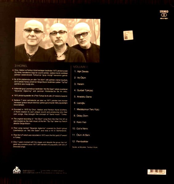 3 HÜREL - VOLUME I (3 HÜREL 1972 / İLK ALBUM) - LP YENİ BASIM SIFIR PLAK