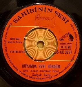 SELÇUK URAL - RÜYAMDA SENİ GÖRDÜM / GÜZELLER GÜZELLER - 7'' 45 DEVİR KAPAKSIZ SAHİBİNİN SESİ 2.EL