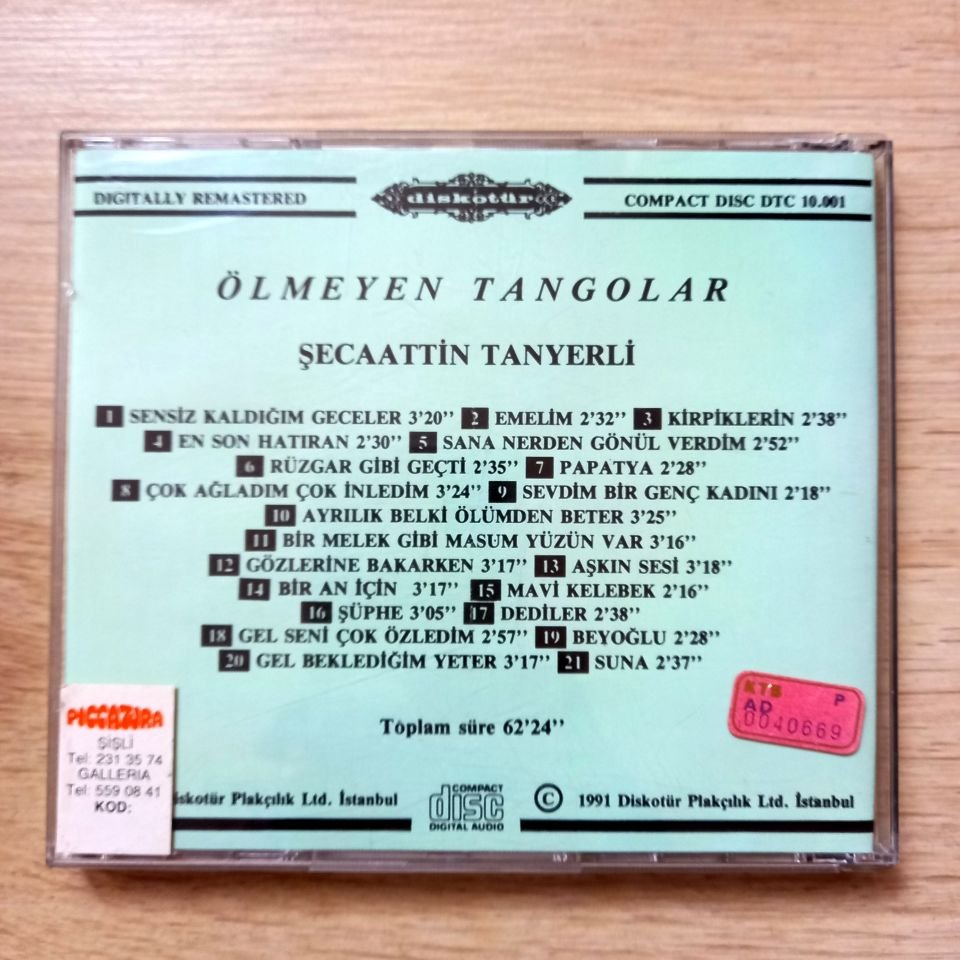 ŞECAATTİN TANYERLİ - ÖLMEYEN TANGOLAR (1991) - CD 2.EL
