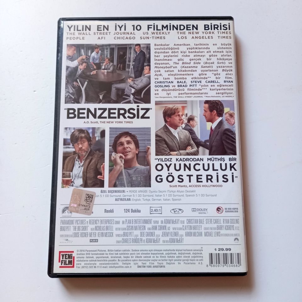 BÜYÜK AÇIK - THE BIG SHORT - CHRISTIAN BALE, STEVE CARRELL, RYAN GOSLING, BRAD PITT, YÖN.: ADAM MCKAY- DVD 2.EL