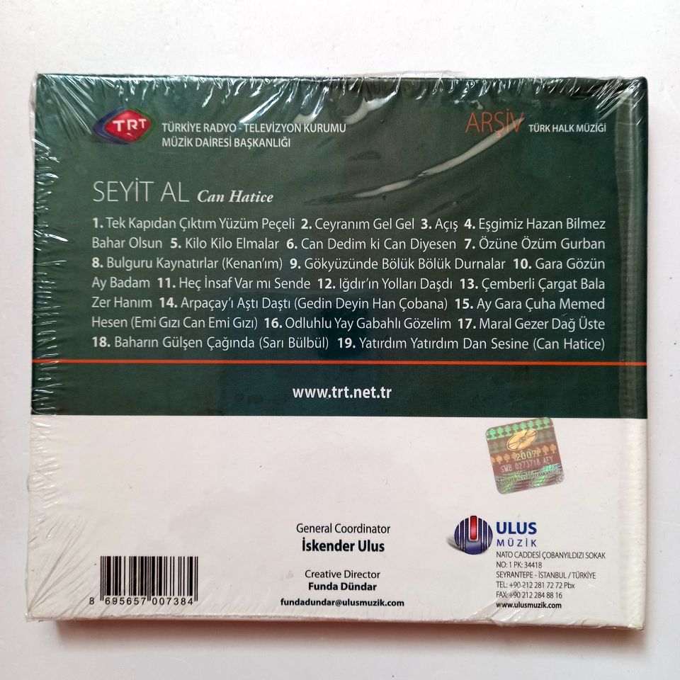 SEYİT AL - CAN HATİCE / TÜRK HALK MÜZİĞİ / TRT ARŞİV SERİSİ 163 - CD SIFIR