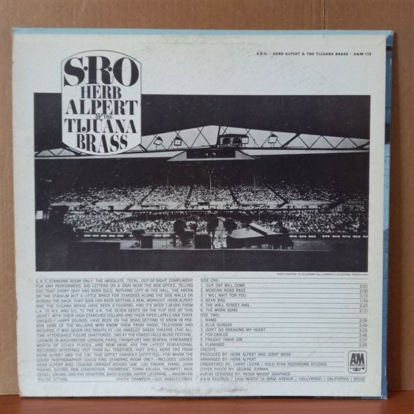 HERB ALPERT & THE TIJUANA BRASS – S.R.O. (1966) - LP 2.EL PLAK