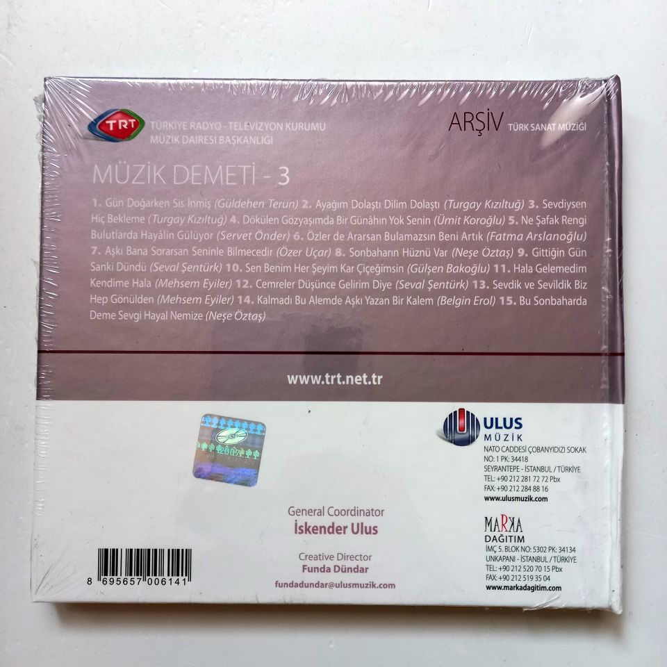MÜZİK DEMETİ-3 / TÜRK SANAT MÜZİĞİ / TRT ARŞİV SERİSİ 82 - CD SIFIR