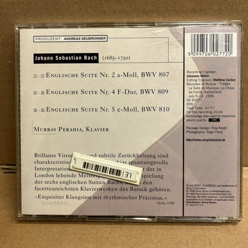 BACH, MURRAY PERAHIA – ENGLISH SUITES NOS. 2, 4 & 5 (1999) - CD 2.EL