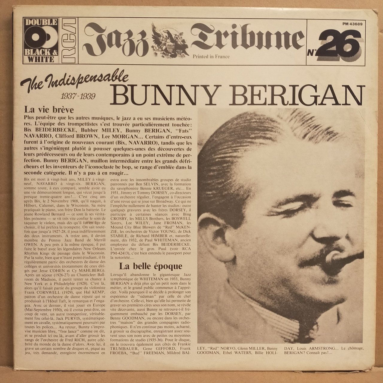 BUNNY BERIGAN - THE INDISPENSABLE BUNNY BERIGAN (1982) - 2LP COMPILATION MONO / GATEFOLD 2.EL PLAK