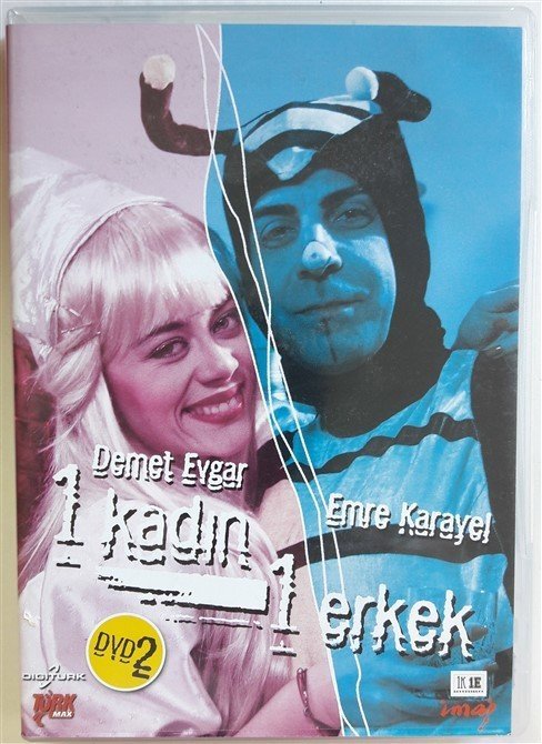 1 KADIN 1 ERKEK (DVD 2) 9-16. BÖLÜMLER - DEMET EVGAR - EMRE KARAYEL - MÜGE TURALI - 2DVD 2.EL