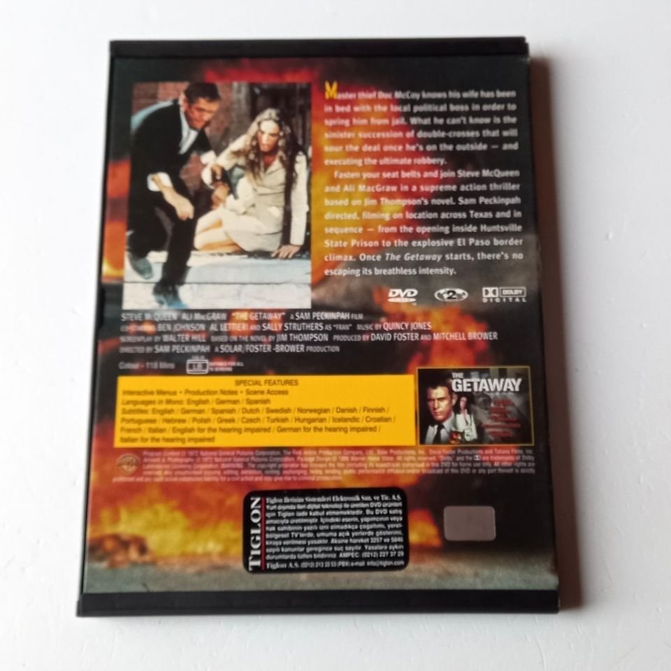 THE GETAWAY - STEVE MCQUEEN, ALI MACGRAW - YÖN.: SAM PECKINPAH - DVD SNAPCASE 2.EL