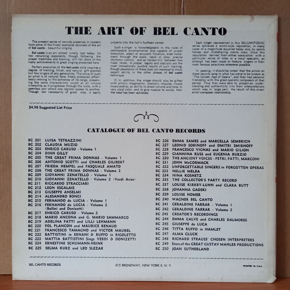 FERNANDO DE LUCIA / ROSSINI, BIZET, THOMAS, GOUNOD, BOITO, MOZART - LP 2.EL PLAK