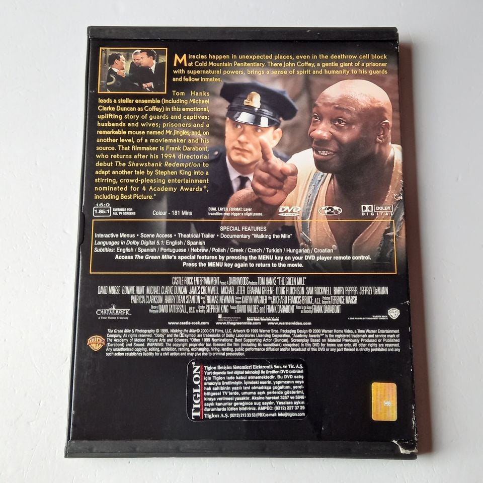 THE GREEN MILE -TOM HANKS, MICHAEL CLARKE DUNCAN - YÖN.: FRANK DARABONT - DVD SNAPCASE 2.EL