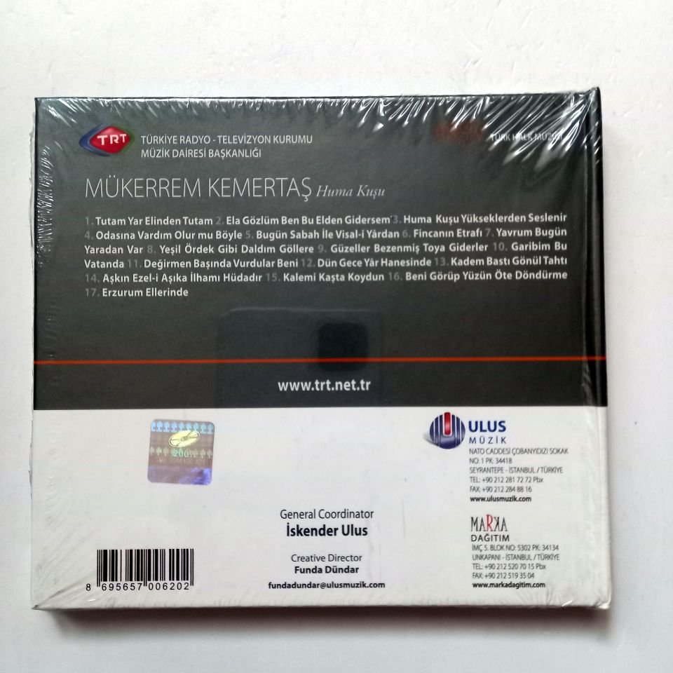 MÜKERREM KEMERTAŞ - HUMA KUŞU / TÜRK HALK MÜZİĞİ / TRT ARŞİV SERİSİ 88 - CD SIFIR