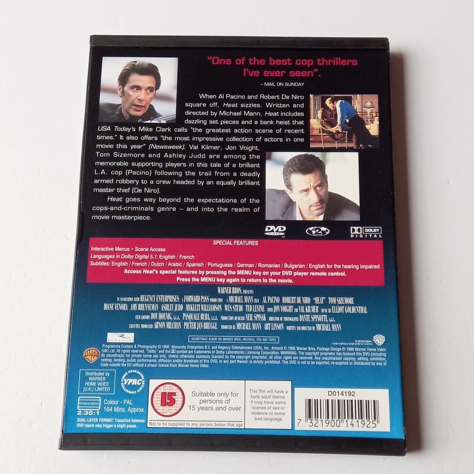 HEAT - AL PACINO, ROBERT DE NIRO, VAL KILMER - YÖN.: MICHAEL MANN - DVD SNAPCASE 2.EL TÜRKÇE ALTYAZI YOKTUR