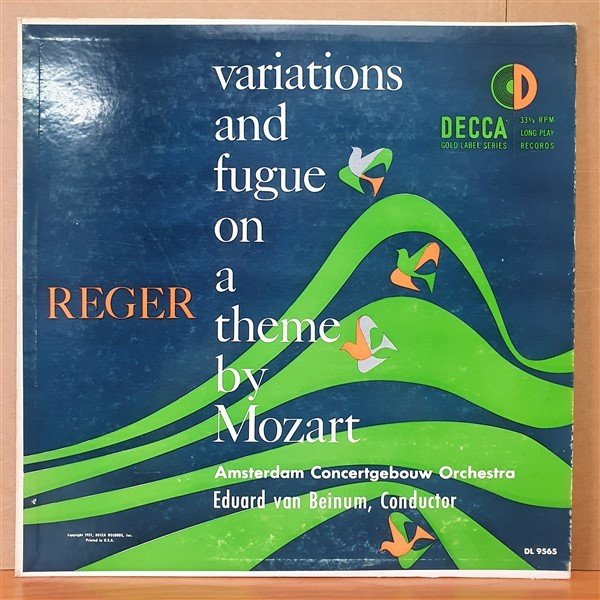 REGER / VARIATIONS AND FUGUE ON A THEME BY MOZART / AMSTERDAM CONCERTGEBOUW ORCHESTRA, EDUARD VAN BEINUM - LP 2.EL PLAK