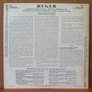 REGER / VARIATIONS AND FUGUE ON A THEME BY MOZART / AMSTERDAM CONCERTGEBOUW ORCHESTRA, EDUARD VAN BEINUM - LP 2.EL PLAK