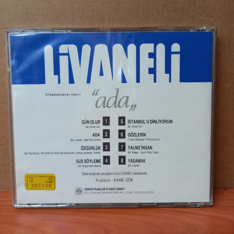 ZÜLFÜ LİVANELİ - ''ADA'' / SEÇME ESERLER 6 (1990) - CD 2.EL