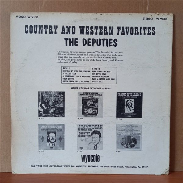 THE DEPUTIES – COUNTRY AND WESTERN FAVORITES - LP 2.EL PLAK