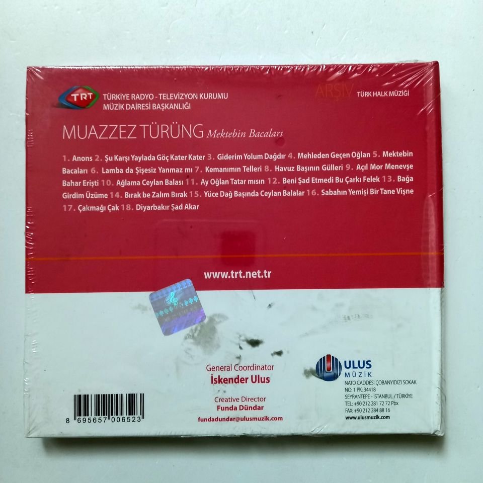 MUAZZEZ TÜRÜNG - MEKTEBİN BACALARI / TÜRK HALK MÜZİĞİ / TRT ARŞİV SERİSİ 99 - CD SIFIR