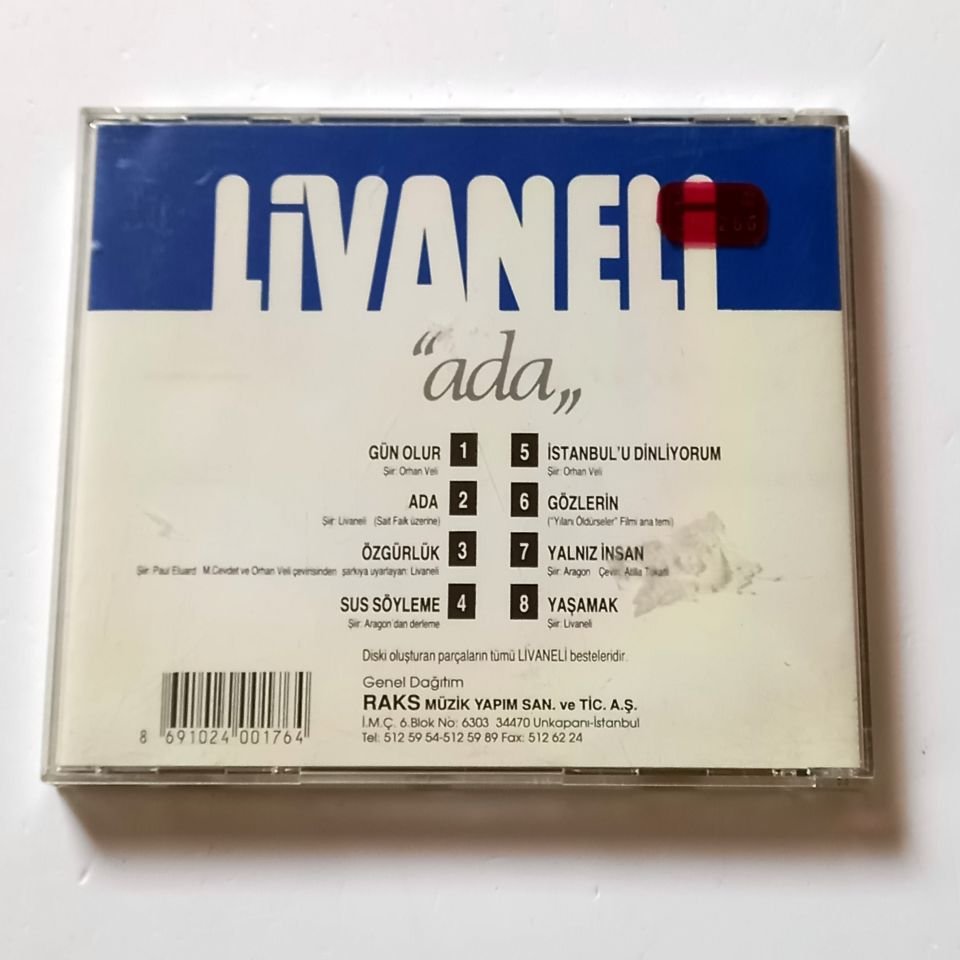 ZÜLFÜ LİVANELİ - ADA / SEÇME ESERLER 6 - CD RAKS MÜZİK 2.EL