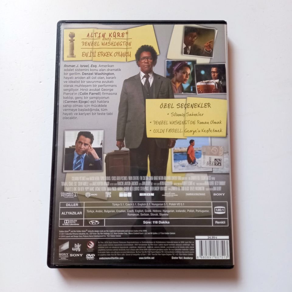ROMAN J. ISRAEL, ESQ. - DENZEL WASHINGTON, COLIN FARRELL, YÖN.: DAN GILROY - DVD 2.EL