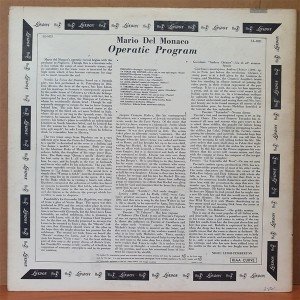 MARIO DEL MONACO - OPERATIC PROGRAM - LP 2.EL PLAK