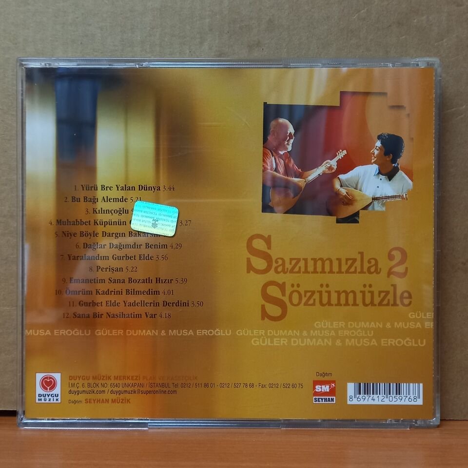 MUSA EROĞLU & GÜLER DUMAN - SAZIMIZLA SÖZÜMÜZLE 2 (2004) - CD 2.EL