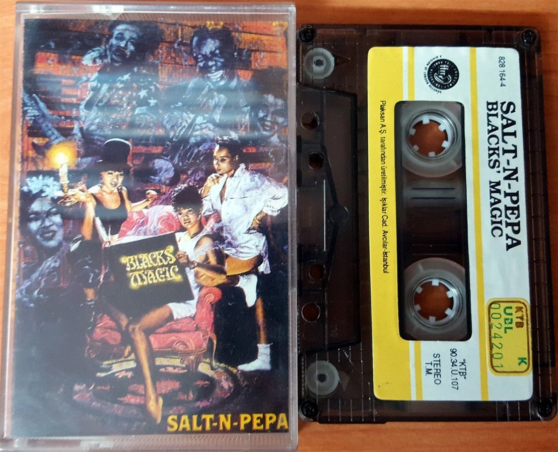 SALT 'N' PEPA - BLACKS' MAGIC (1990) PLAKSAN CASSETTE MADE IN TURKEY ''USED'' PAPER LABEL