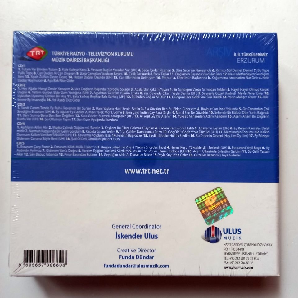 ERZURUM / İL İL TÜRKÜLERİMİZ / TRT ARŞİV SERİSİ 125 - CD SIFIR