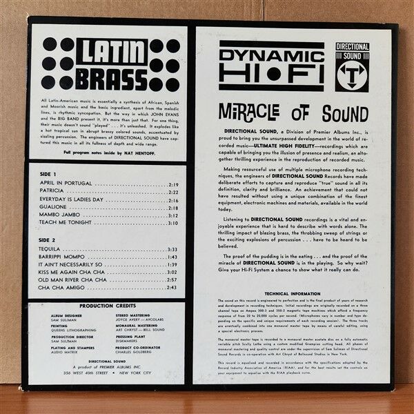 JOHN EVANS AND THE BIG BAND – LATIN BRASS (1961) - LP 2.EL PLAK
