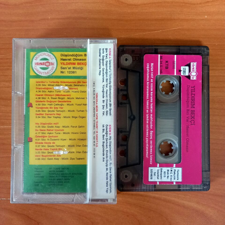 YILDIRIM BEKÇİ - DÜŞÜNDÜĞÜM BİRİ VAR / HASRET OLMASIN (1986) - KASET 2.EL