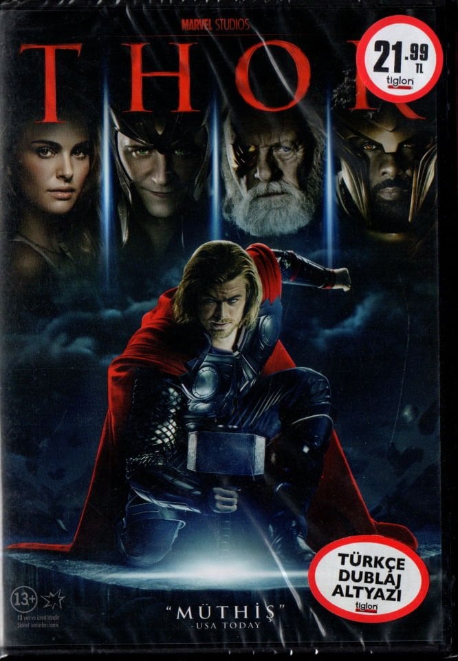 THOR - CHRIS HEMSWORTH - NATALIE PORTMAN - KENNETH BRANAGH - MARVEL - DVD AMBALAJINDA SIFIR