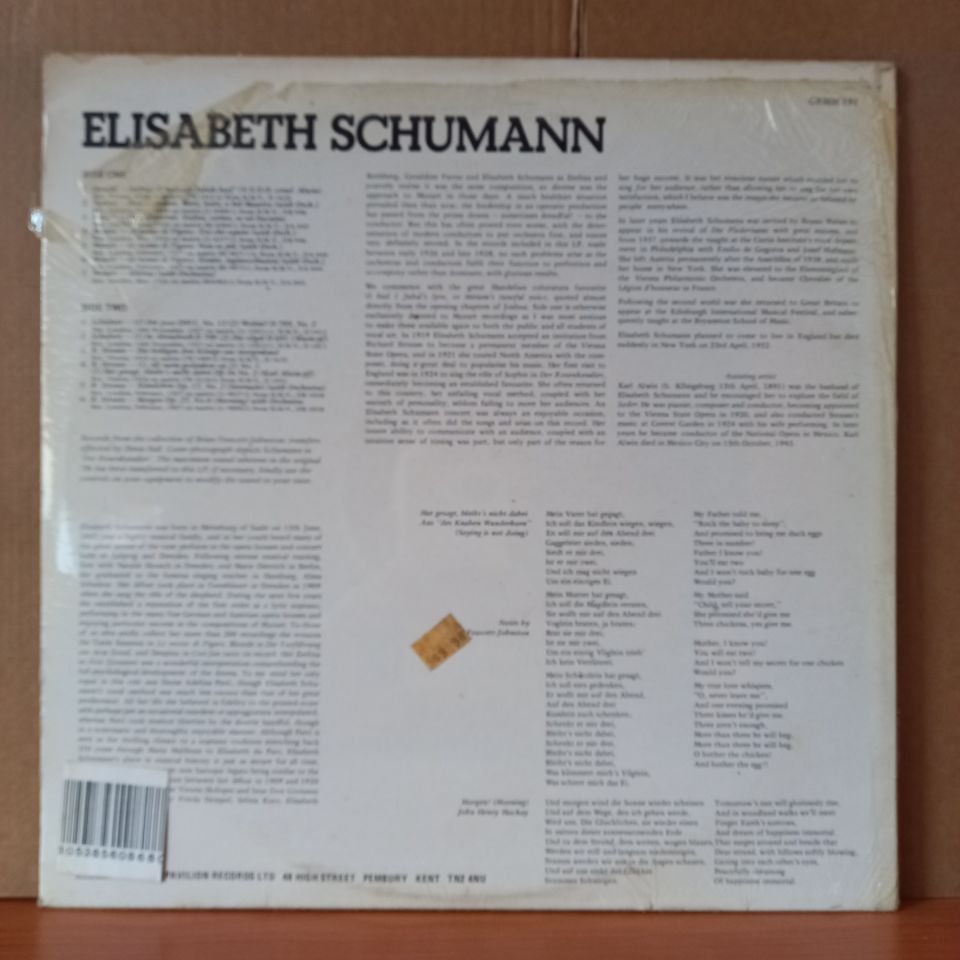 ELISABETH SCHUMANN – ELISABETH SCHUMANN (RECORDED 1926-1928) / HANDEL, MOZART, SCHUBERT, STRAUSS - LP DÖNEM BASKISI SIFIR PLAK