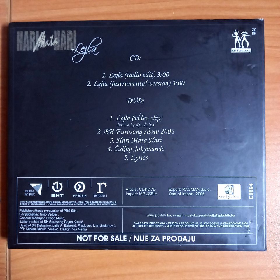HARI MATA HARI – LEJLA (2006) - CD SINGLE + DVD PROMO 2.EL