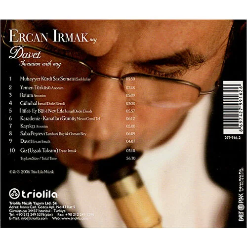ERCAN IRMAK - DAVET / INVITATION WITH NEY (2006) CD AMBALAJINDA SIFIR
