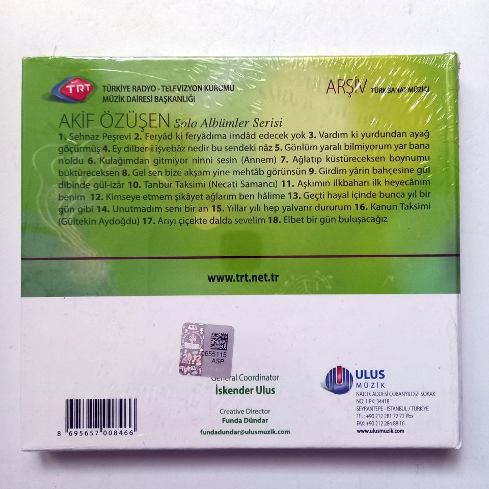 AKİF ÖZÜŞEN / TÜRK SANAT MÜZİĞİ / TRT ARŞİV SERİSİ 234 - CD SIFIR