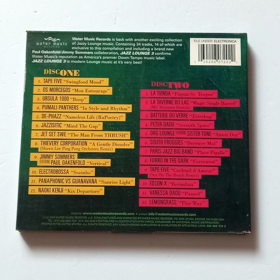 JAZZ LOUNGE 3 - VARIOUS ARTISTS / TAPE FIVE, OS MORCEGOS, URSULA 1000, PUMALI PANTHERS... (2007) - 2CD COMPILATION DIGIPAK 2.EL
