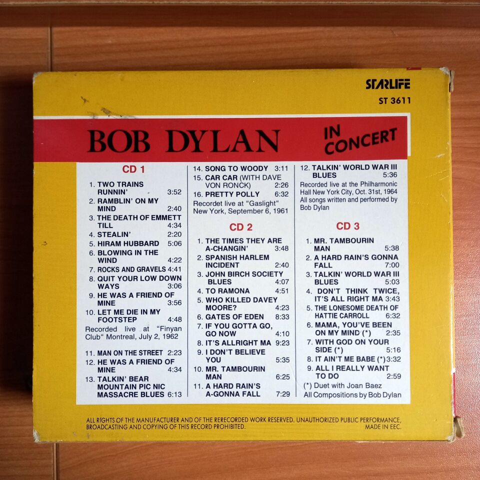 BOB DYLAN - IN CONCERT (1961-1962-1964) - 3CD BOX SET 2.EL