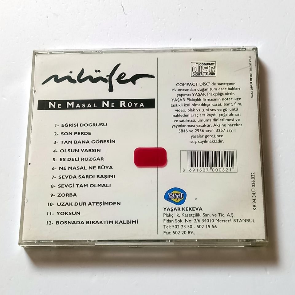 NİLÜFER - NE MASAL NE RÜYA - CD 2.EL